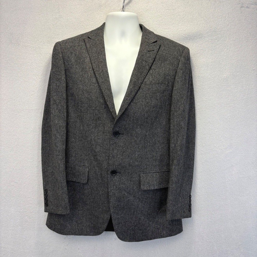 Merc London Tweed Blazer Mens 38 Gray Wool Blend Two Button Sport Coat